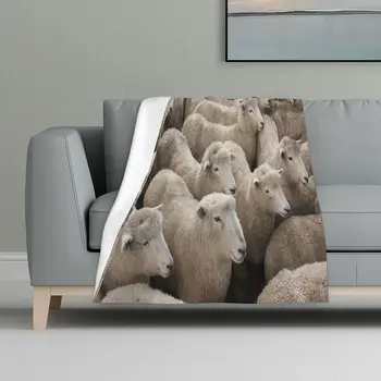 Одеяло для овец с фермы в Новой Зеландии, скопление овец, сбившихся в кучу, одеяло для кровати, дивана, путешествия, кемпинг