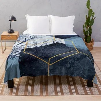 Одеяло с геометрическим пейзажем, тепловое одеяло, диван, стеганое одеяло, постельное белье