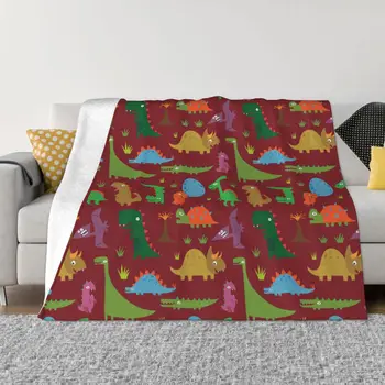 Одеяло с милыми животными из мультфильма динозавр, зимнее теплое одеяло из шерпы, покрывало для постельного белья, диван