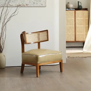 Одноместный диван-кресло из массива дерева, современный минималистичный стул для отдыха в гостиной, кресло-качалка из ротанга в скандинавском стиле, мебель для гостиной