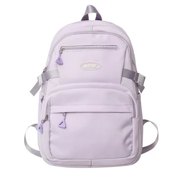 Однотонный рюкзак, женские повседневные нейлоновые сумки через плечо, множество карманов, школьные сумки для девочек-студенток большой емкости