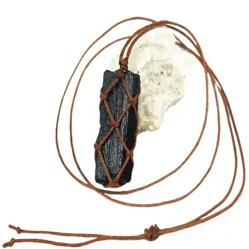 Ожерелье из натурального Черного камня, Винтажный оригинальный образец Каменной Руды, Модные Ювелирные Аксессуары, Подарок