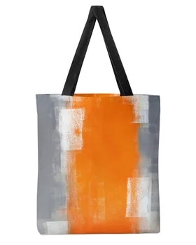 Оранжево-серая абстрактная женская холщовая сумка-тоут для покупок большой емкости, многоразовые Эко-сумки для студентов на плечо, женские космические многоразовые Эко-сумки на плечо