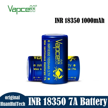 Оригинальный аккумулятор Vapcell INR 18350 1000mah 7A с разрядом 3,7 В, высокопроизводительные перезаряжаемые литиевые батареи для аккумуляторного блока