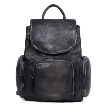 Оригинальный мужской рюкзак из натуральной кожи ручной работы, Большие дорожные сумки Capcity, Винтажные рюкзаки, Кожаный школьный ранец, Модная сумка для мальчиков