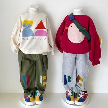 Осенний комплект детской одежды Для мальчиков, пуловер с мультяшным принтом + Спортивные брюки, Комплект из двух предметов, 2023, Детская Бутик-одежда