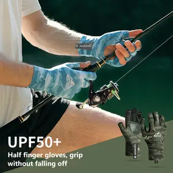 Перчатки для рыбалки на открытом воздухе YUZI Летний Солнцезащитный козырек Дышащие Нескользящие Износостойкие перчатки с защитой от ультрафиолета на полпальца