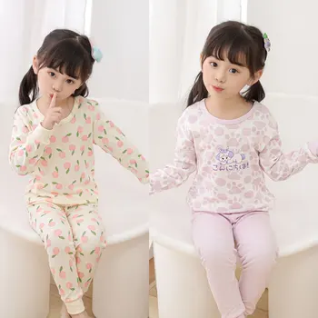 Пижамы для маленьких девочек, Корейская ночная одежда для девочек, костюм для сна для маленьких мальчиков, Зимняя осенняя одежда с длинными рукавами для детей, хлопковая пижама