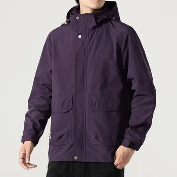 Плюс размер 8XL Куртка Мужская Весна Осень Толстовки Однотонная куртка Водонепроницаемое пальто Большой размер 8XL Ветрозащитное пальто на молнии