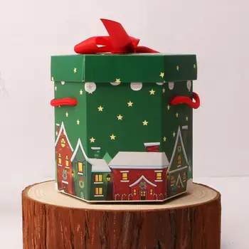 Подарочная коробка для сборки своими руками Праздничные конфеты, печенье, яблоки, рождественские подарочные коробки с переносной веревкой, Веселая рождественская упаковка для вечеринки