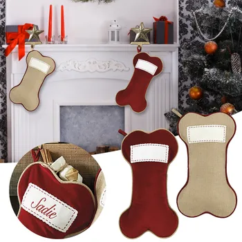 Подвеска с украшением рождественского носка уникальной формы в виде кости, подвеска с украшением Рождественской елки, Рождественский шарм, сумка для рождественских носков L5