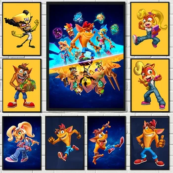 Популярная видеоигра Crash Bandicoot Плакаты и принты Современная игровая картина на холсте Настенное искусство для декора гостиной игровой комнаты