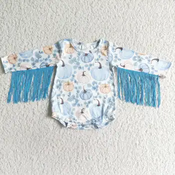 Популярные товары RTS Осенняя одежда для маленьких девочек, Боди с бахромой для новорожденных, комбинезоны-тыквы для малышей