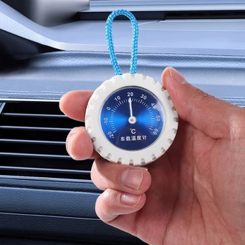 Портативные датчики температуры в салоне автомобиля, 1 шт., автомобильный термометр с синим циферблатом и подвесками диаметром 50 мм для надежных измерений