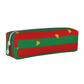 Прекрасные Рождественские колокольчики, пенал в полоску, красно-Зеленые пеналы, ручки, студенческие Большие сумки для карандашей, Школьные принадлежности, Подарки, канцелярские принадлежности