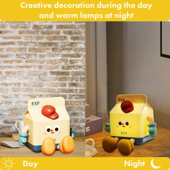Прикроватный светильник из коробки с молоком, украшения, декоративная лампа емкостью 500 мАч, USB-аккумуляторная, с регулируемой яркостью, подарки на день рождения для детей