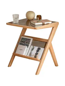 Приставной столик из массива дерева современная минималистичная спальня буковый стол для хранения в скандинавском стиле простая небольшая квартира гостиная домашняя сторона
