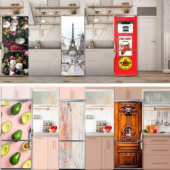 Простая художественная наклейка на холодильник, нескользящая и грязеотталкивающая Виниловая ПВХ Водонепроницаемая декоративная наклейка на холодильник для ландшафтного дизайна