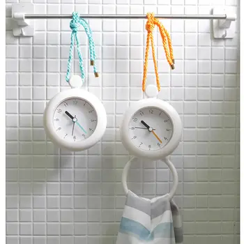 Простые водонепроницаемые настенные часы для ванной комнаты с вешалкой для полотенец, украшение для дома