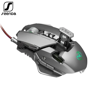 Профессиональная Игровая Мышь SeenDa 6400DPI С 7 Программируемыми Кнопками RGB LED Оптические USB Проводные Игровые Мыши для Портативных ПК Gamer
