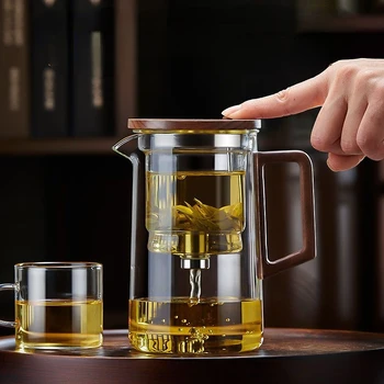 Разделительный чайник для чая, высококачественный чайник-вкладыш, Элегантная чайная чашка с фильтром, Стеклянный чайник, Элегантная кофеварка для заварки чая, полный набор чайных орехов
