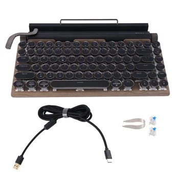 Ретро Клавиатура для пишущей машинки 83 клавиши Беспроводная клавиатура Bluetooth USB Механические панк-колпачки для настольных ПК/ноутбуков