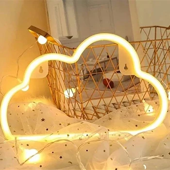 Рождественская светодиодная неоновая вывеска облако Креативный настольный светильник с USB или батарейным питанием Лампа для домашнего декора Ночник для спальни гостиной