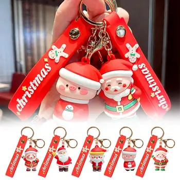 Рождественские качественные резиновые брелоки, Милый Мультяшный брелок Санта Клауса, Аксессуары для Рождественской елки, Снеговика, Подарки для друзей