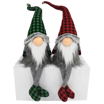 Рождественские подарки 2023 Ручной работы в скандинавском стиле с подсветкой в носу, свисающей ногой, большими красными плюшевыми гномиками, украшениями