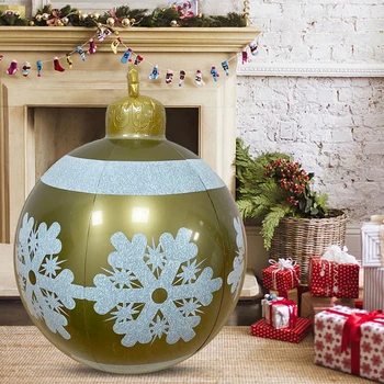 Рождественский надувной шар 60 см, Универсальный Рождественский светящийся шар, водонепроницаемый, с дистанционным управлением и заземлением для внутреннего / наружного декора