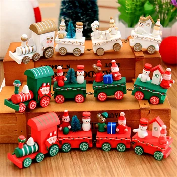 Рождественский поезд в форме дерева, Натальное украшение, Медведь Санта-Клауса, Рождественские Детские игрушки, Деревянный подарок, украшение для дома, Navidad Новый Год