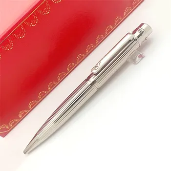 Роскошная шариковая ручка Ca с дизайном для ногтей в цельнометаллическую серебряную полоску, офисные школьные канцелярские принадлежности, сменные ручки для письма в подарок