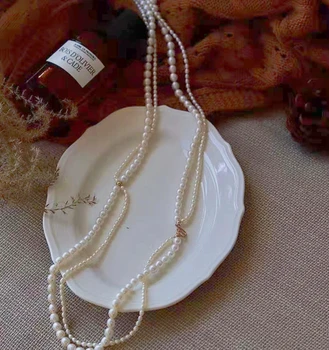 Роскошные ювелирные изделия 925 серебряная цепочка 7-8 мм белое многослойное ожерелье ювелирные изделия из пресноводного жемчуга