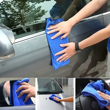 Салфетка для чистки из микрофибры, синяя, 20 штук (12x12 дюймов) Высокоэффективные впитывающие полотенца для мойки и полировки автомобилей