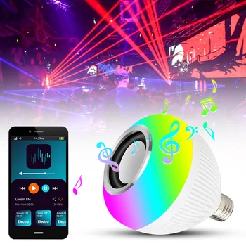 Светодиодная лампа Bluetooth, умная лампа, динамик Bluetooth, музыкальная лампа E27, умная лампа, лампа с регулируемой яркостью, 12 Вт, музыкальная RGB подсветка для декора.