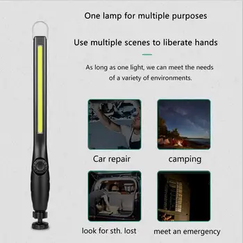 Светодиодный рабочий фонарь, USB перезаряжаемый уличный ручной фонарик с плавным затемнением COB