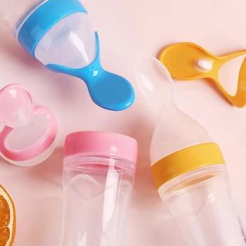 Сжимающая бутылочка для кормления Силиконовая Рисовая ложка для новорожденных, кормушка для каш, Безопасная Посуда, Инструменты