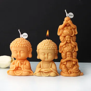 Силиконовая форма для свечи с изображением мультяшного Будды для украшения шоколада ручной работы, Гипсовое мыло для ароматерапии, свеча из смолы, силиконовая форма