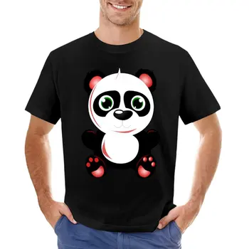 Симпатичные красно-черные футболки с изображением гигантской панды, футболки с графическим рисунком, мужские футболки с рисунком аниме