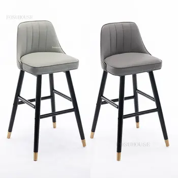 Скандинавский минималистичный барный стул, Легкий Роскошный Кожаный стульчик для кормления, домашний барный стул, кухонная мебель, Табурет, Модный стул для стойки