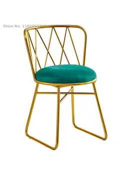Скандинавский обеденный стул легкий роскошный кованый стул для отдыха маникюрный стул чистый красный современный минималистичный ins домашний макияж спинки