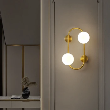 Скандинавское Металлическое кольцо Стеклянный шар настенные светильники современный дом гостиная спальня лестница декор для прохода Латунное бра