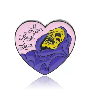 Скелет Фиолетовый капюшон Эмалевая булавка Значок Монстра Вселенной Брошь в виде сердца 
