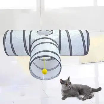 Складная 3-сторонняя игрушка для кошек-туннель, игрушка для котенка, играющая в щенка, кролика, кошек