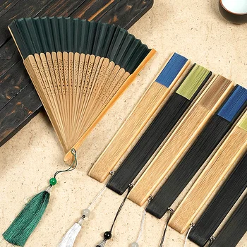 Складные веера в китайском стиле, 22 см, шелковый веер из бамбука, украшения для рук, выдалбливают Принадлежности для танцевальной сцены, сувениры, подарки, ретро Портативный
