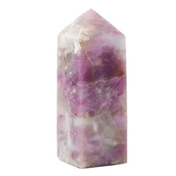 Сливовый кварц, натуральный кварцевый драгоценный камень, хрустальная колонна, натуральный хрустальный камень, 4 Граненых полированных натуральных кварцевых камня для Рейки