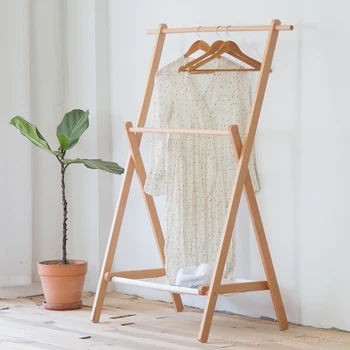 Современная вешалка для одежды Скандинавская вешалка для одежды из массива дерева Вешалка для одежды для спальни Бытовая Деревянная вешалка для одежды для хранения