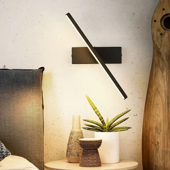 Современная прикроватная тумбочка для спальни, Поворотный Регулируемый настенный светильник с углом освещения 330 °, внутренний светодиодный настенный светильник, алюминиевый Простой светильник