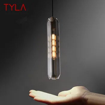 Современные латунные подвесные светильники TYLA, LED Simply Creative, Хрустальная Дымчато-серая Подвесная лампа для домашнего декора прикроватной тумбочки в спальне