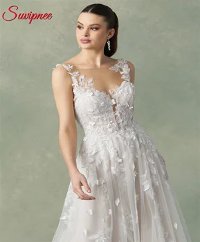 Современные свадебные платья с фатиновой подкладкой в виде сердечка, без рукавов, длиной до пола, 2023, Свадебное платье трапециевидной формы, на заказ ZL37